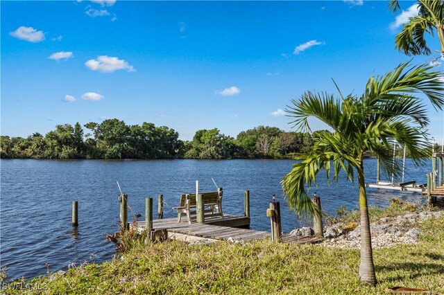 view of dock featuring a water view