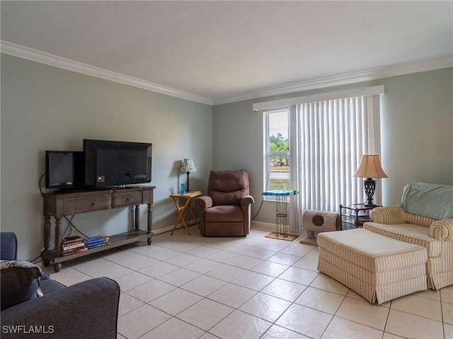 1228 SE 24th Ave Unit A, Cape Coral, FL 33990 - living room featuring ornamental molding, light tile patterned floors, and baseboards