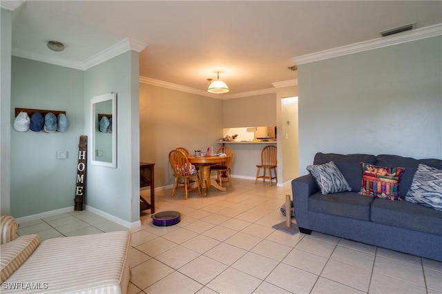 1228 SE 24th Ave Unit A, Cape Coral, FL 33990 - living area with light tile patterned floors, crown molding, and baseboards