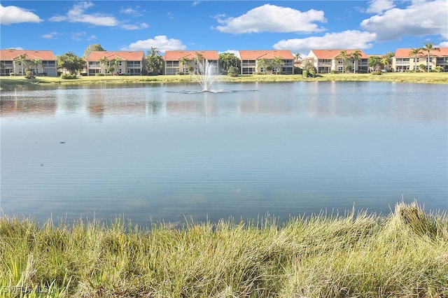 view of water feature with a residential view