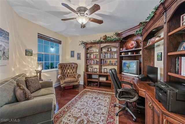 9030 Cascada Way Unit 102, Naples, FL 34114 - office space with baseboards, ceiling fan, and wood finished floors