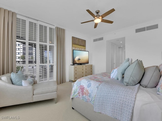 4800 Pelican Colony Blvd Unit 304, Bonita Springs, FL 34134 - carpeted bedroom featuring crown molding and a ceiling fan