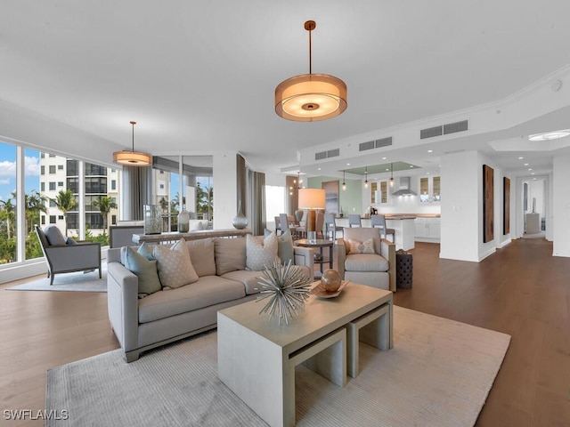 living area featuring wood finished floors