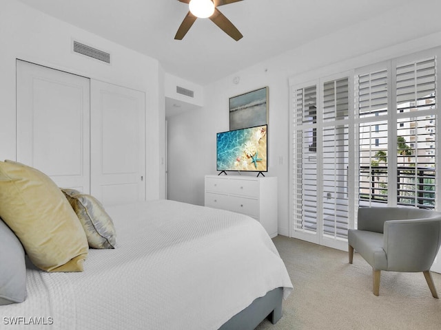 4800 Pelican Colony Blvd Unit 304, Bonita Springs, FL 34134 - carpeted bedroom with a closet, ceiling fan, and access to outside