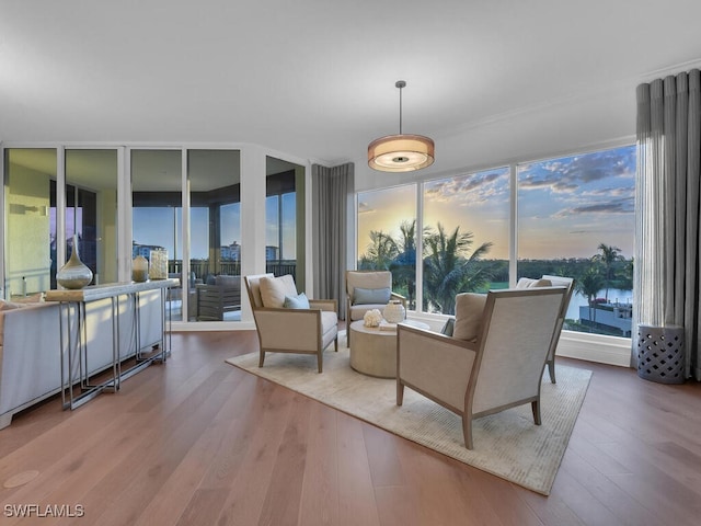 living room with wood finished floors