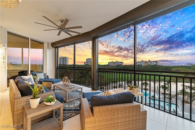 4800 Pelican Colony Blvd Unit 303, Bonita Springs, FL 34134 - sunroom / solarium featuring an outdoor hangout area and ceiling fan