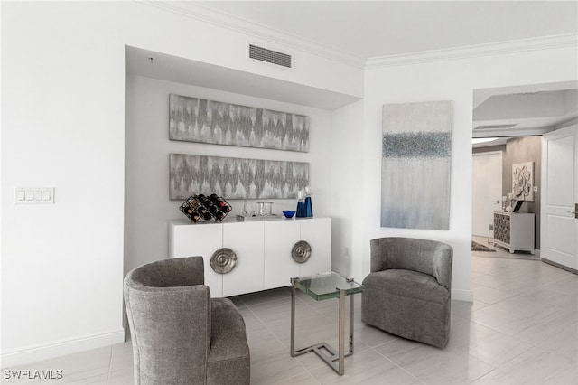 4800 Pelican Colony Blvd Unit 303, Bonita Springs, FL 34134 - living area with ornamental molding and tile patterned flooring