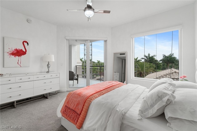 4800 Pelican Colony Blvd Unit 303, Bonita Springs, FL 34134 - bedroom with access to outside, light carpet, and a ceiling fan