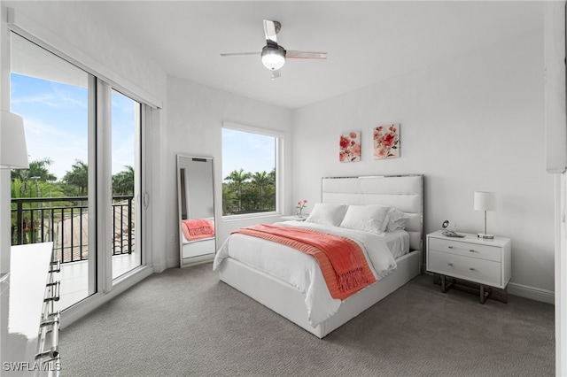 4800 Pelican Colony Blvd Unit 303, Bonita Springs, FL 34134 - bedroom featuring access to exterior, carpet flooring, and a ceiling fan