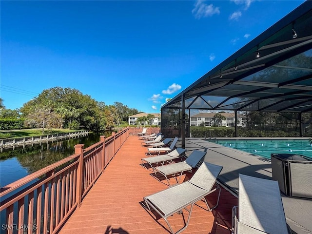 pool featuring a water view