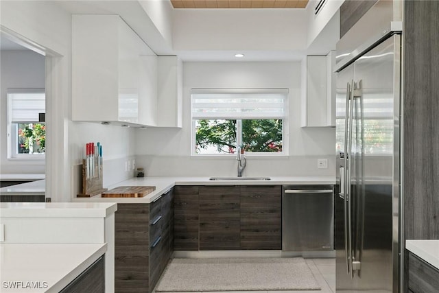724 Plantation Ct, Marco Island, FL 34145 - kitchen featuring modern cabinets, appliances with stainless steel finishes, a sink, and light countertops