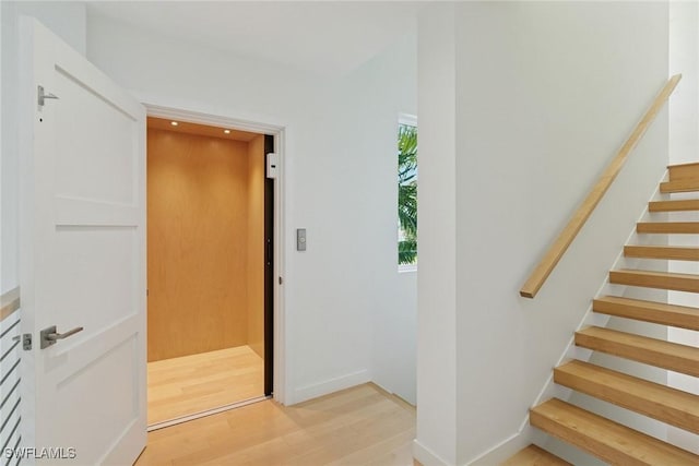 724 Plantation Ct, Marco Island, FL 34145 - entrance foyer with stairway, light wood finished floors, baseboards, and recessed lighting