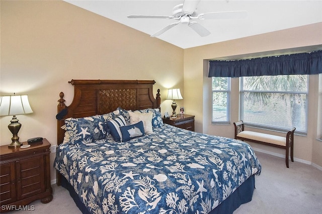 3665 Buttonwood Way Unit 1422, Naples, FL 34112 - carpeted bedroom featuring baseboards, ceiling fan, and lofted ceiling