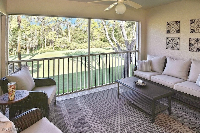 3665 Buttonwood Way Unit 1422, Naples, FL 34112 - sunroom / solarium featuring a ceiling fan and an outdoor living space