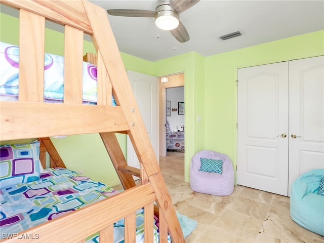 1800 SE 21st St, Cape Coral, FL 33990 - bedroom featuring ceiling fan, visible vents, and a closet