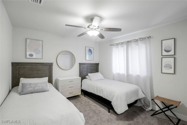 2016 SW 28th Ln, Cape Coral, FL 33914 - carpeted bedroom with visible vents, baseboards, and a ceiling fan