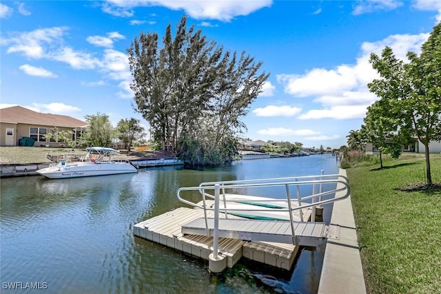 2016 SW 28th Ln, Cape Coral, FL 33914 - view of dock featuring a water view and a lawn