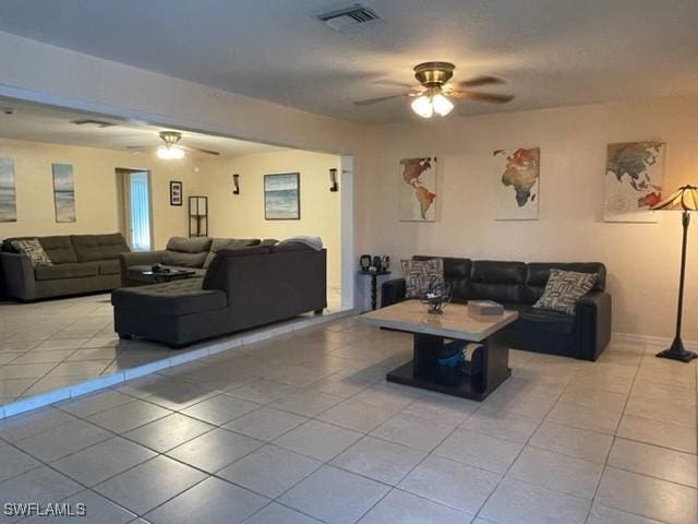 303 Georgia Ave, Fort Myers, FL 33905 - tiled living room featuring a ceiling fan and visible vents