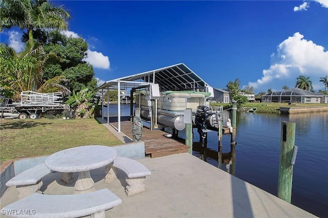147 Coral Dr, Fort Myers, FL 33905 - dock area with a water view and boat lift