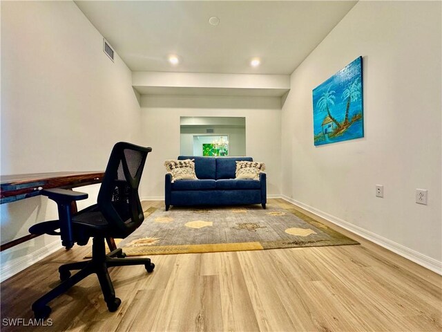 5445 Double Eagle Cir Unit 3012, Ave Maria, FL 34142 - home office with baseboards, wood finished floors, and recessed lighting