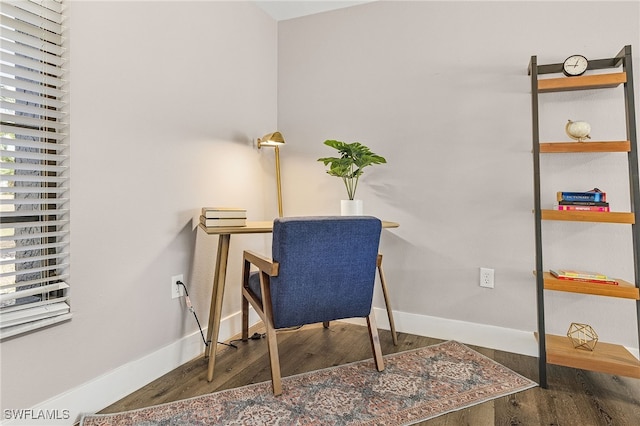 1424 SW 49th St, Cape Coral, FL 33914 - office area featuring wood finished floors and baseboards