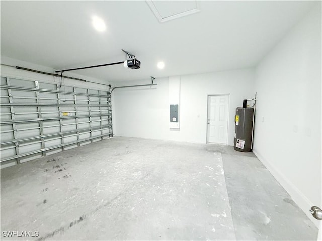 2703 42nd St SW, Lehigh Acres, FL 33976 - garage with water heater, a garage door opener, and electric panel