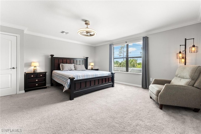 17186 Ashcomb Way, Estero, FL 33928 - bedroom featuring crown molding, baseboards, and light carpet