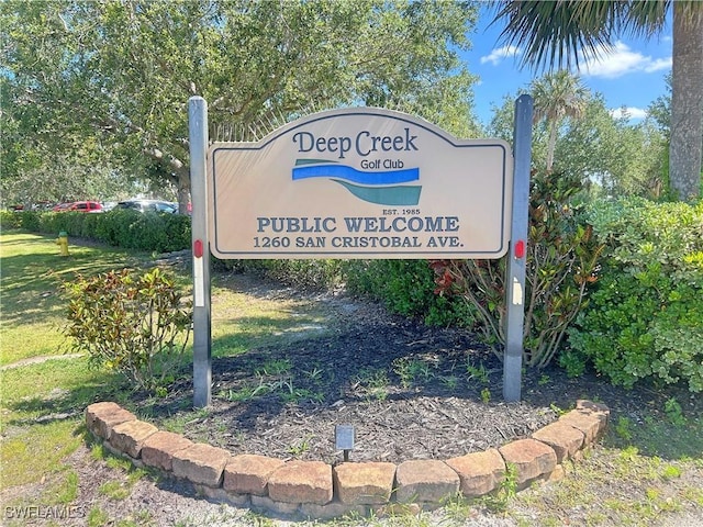 view of community sign