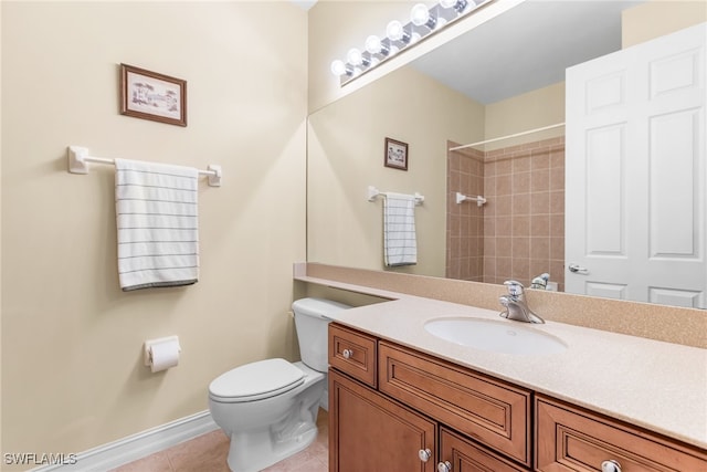9280 Triana Ter Unit 234, Fort Myers, FL 33912 - bathroom with tile patterned floors, toilet, vanity, a shower, and baseboards
