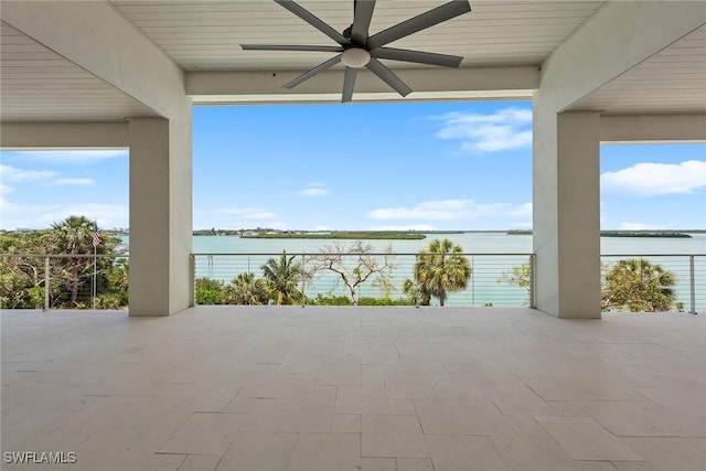 1247 Blue Hill Creek Dr, Marco Island, FL 34145 - view of patio / terrace featuring a water view and a ceiling fan