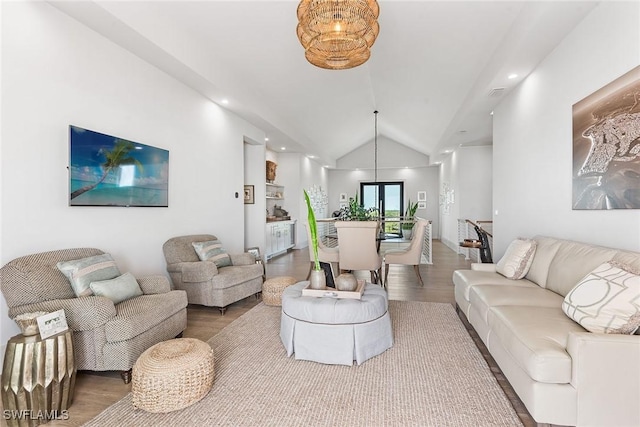 1247 Blue Hill Creek Dr, Marco Island, FL 34145 - living area with wood finished floors and vaulted ceiling