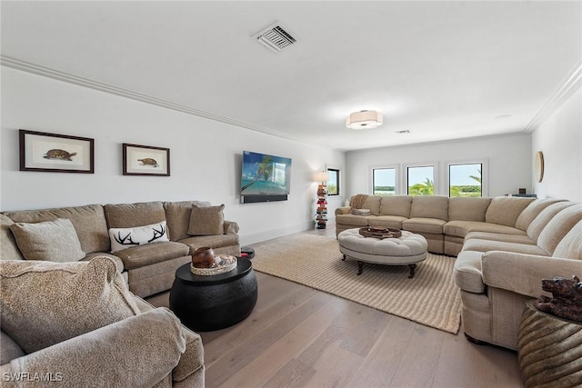 1247 Blue Hill Creek Dr, Marco Island, FL 34145 - living room featuring crown molding and wood finished floors
