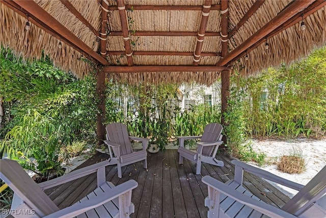 1247 Blue Hill Creek Dr, Marco Island, FL 34145 - wooden deck featuring a ceiling fan and a gazebo