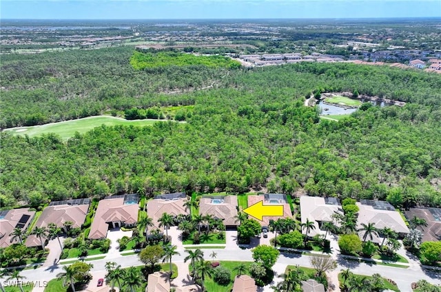 birds eye view of property with a residential view and a water view