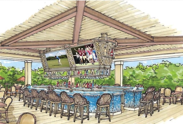 exterior space with outdoor dry bar