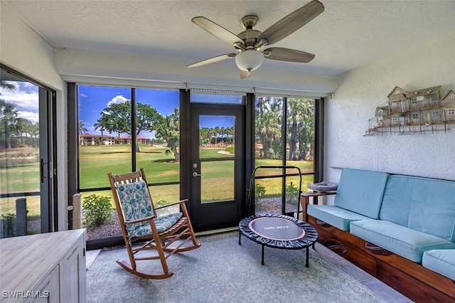 12130 Kelly Greens Blvd Unit 91, Fort Myers, FL 33908 - sunroom / solarium featuring a ceiling fan