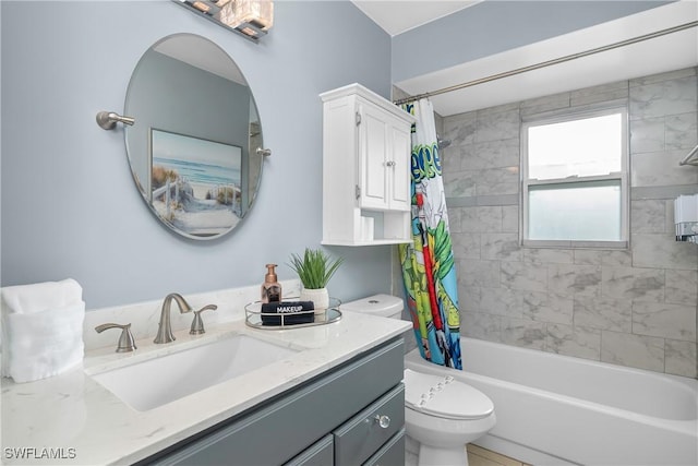 7666 Laurel Valley Rd, Fort Myers, FL 33967 - full bathroom with toilet, shower / bath combination with curtain, and vanity