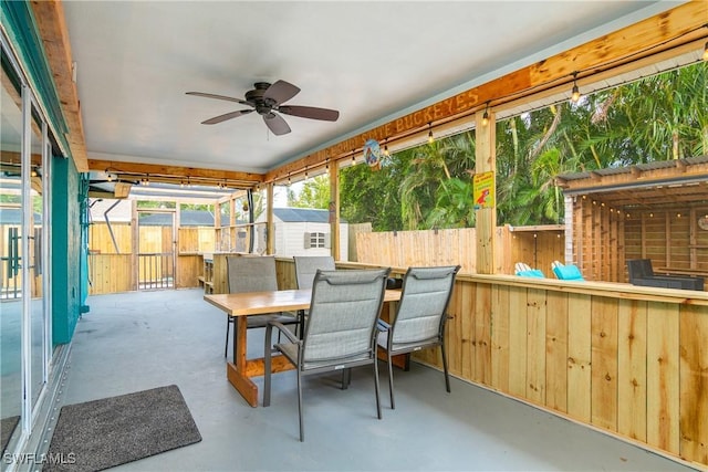 7666 Laurel Valley Rd, Fort Myers, FL 33967 - sunroom with ceiling fan and outdoor dining area