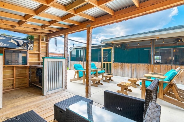 7666 Laurel Valley Rd, Fort Myers, FL 33967 - wooden deck with a sunroom and a patio
