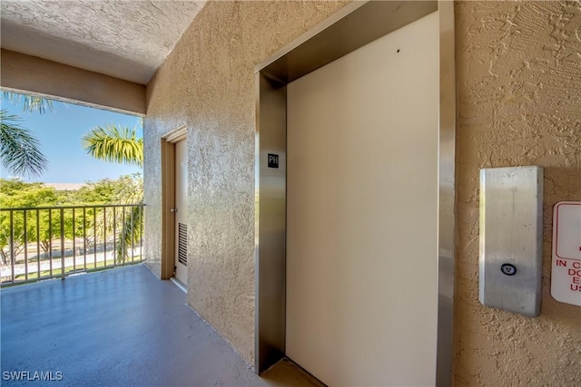 exterior space featuring elevator