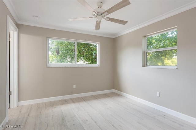 780 10th Ave S Unit 23, Naples, FL 34102 - spare room with light wood-style floors, plenty of natural light, ceiling fan, and crown molding