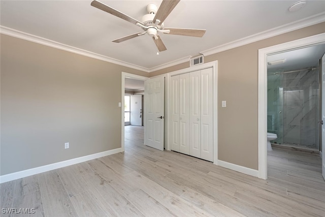 780 10th Ave S Unit 23, Naples, FL 34102 - unfurnished bedroom featuring baseboards, ornamental molding, visible vents, and light wood-type flooring