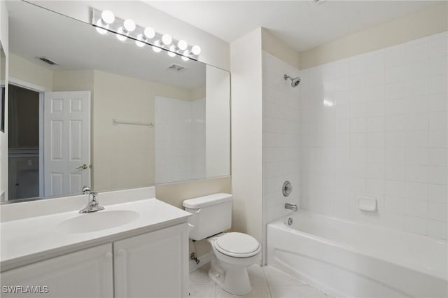 8310 Village Edge Cir Unit 3, Fort Myers, FL 33919 - bathroom with tile patterned flooring, vanity, shower / bathtub combination, toilet, and visible vents