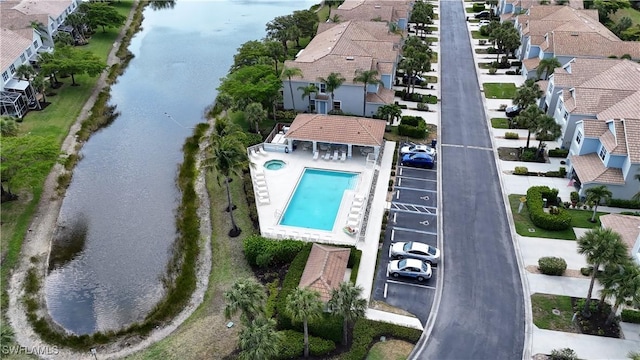 8310 Village Edge Cir Unit 3, Fort Myers, FL 33919 - birds eye view of property featuring a water view and a residential view