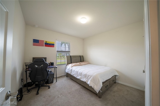 bedroom with carpet floors and baseboards