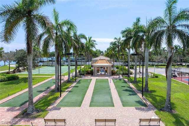view of home's community featuring a gazebo and a lawn