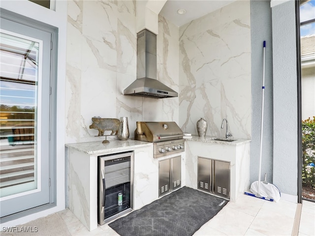 14243 Galley Ct, Naples, FL 34114 - view of patio featuring exterior kitchen, a sink, wine cooler, and a grill