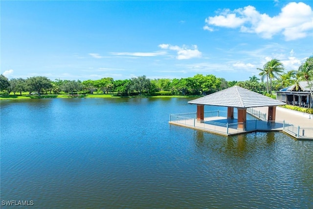 dock area featuring a water view