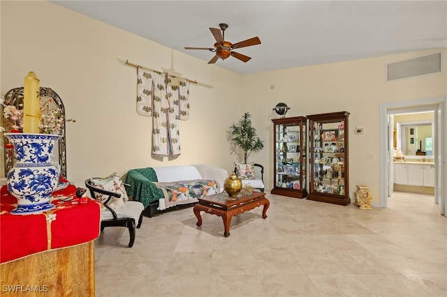 4748 San Carlo Ct, Naples, FL 34109 - living room with ceiling fan and visible vents