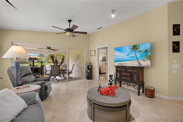 4748 San Carlo Ct, Naples, FL 34109 - living room with ceiling fan, baseboards, and visible vents